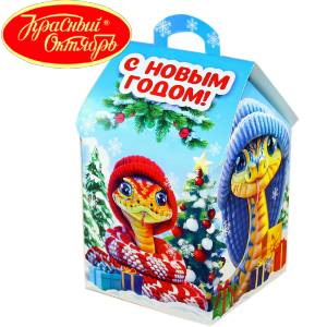 Сладкий подарок на Новый Год в картонной упаковке весом 600 грамм по цене 654 руб в Чехове